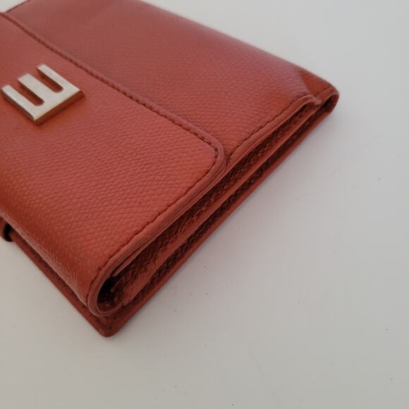 Etro Modern Brick Red Medium Leather Wallet Compact Logo Italian Bifold Solid - Picture 14 of 15